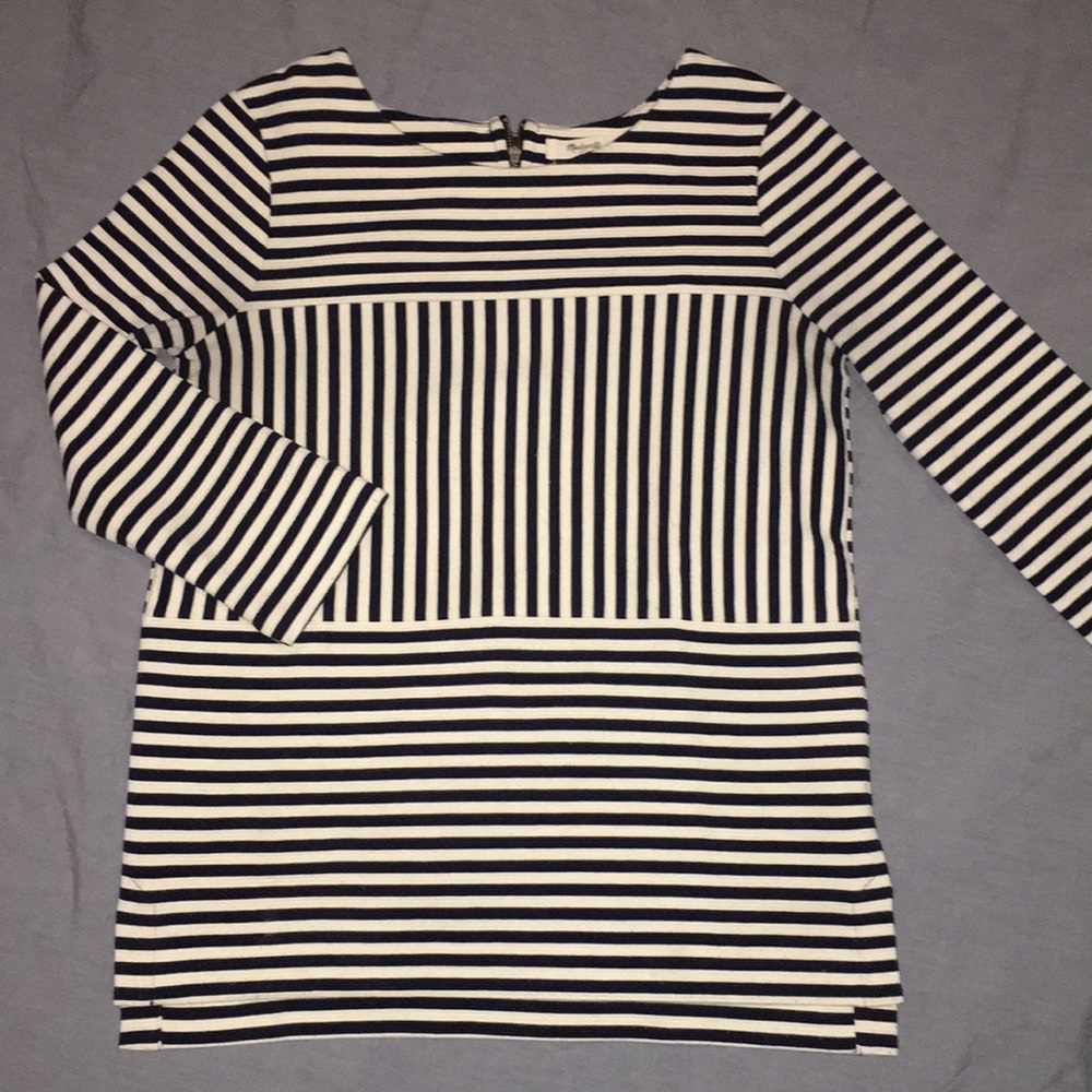 EVERYTHING MUST GO Madewell Striped Top w Back Zip